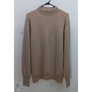 Shephe Men's 100% Cashmere Sweater L Light Brown Long Sleeve Crew Neck Pullover